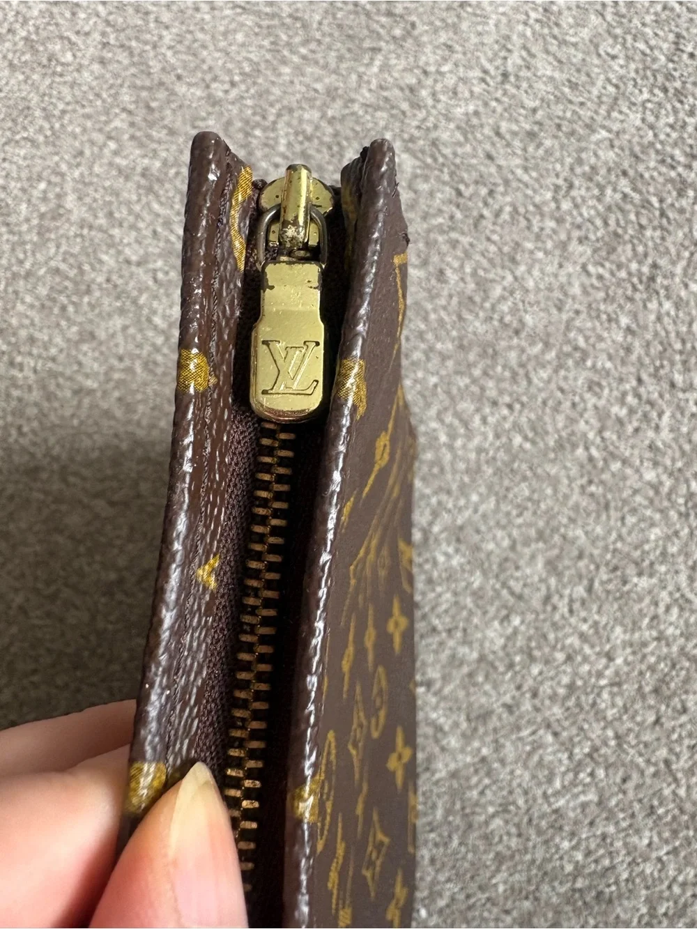 Authentic Louis Vuitton Monogram Poche Toilette 26 Clutch Bag Brown